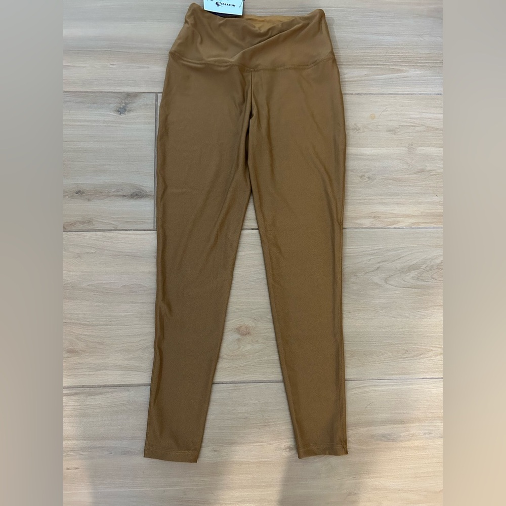 NEW Camel Vegan Leather Leggings High Waisted Pants Pleather Leggings M